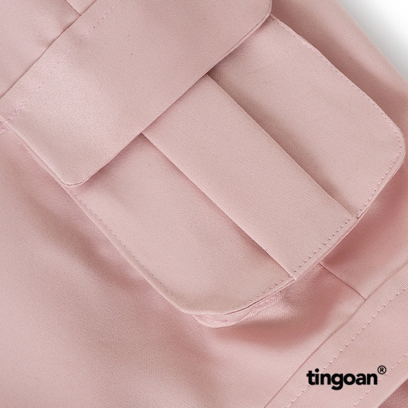 TINGOAN® - Pink tafta shorts with box pockets on both sides BECKY SHORTS/PK