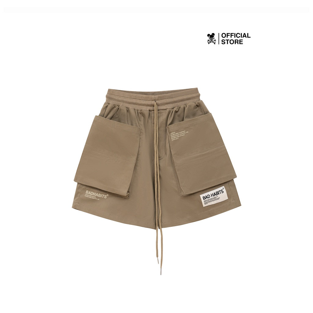 Quần Short Nam Nữ Bad Habits UTILITY BOX POCKET SHORTS TAN - LOCAL BRAND CHÍNH HÃNG.