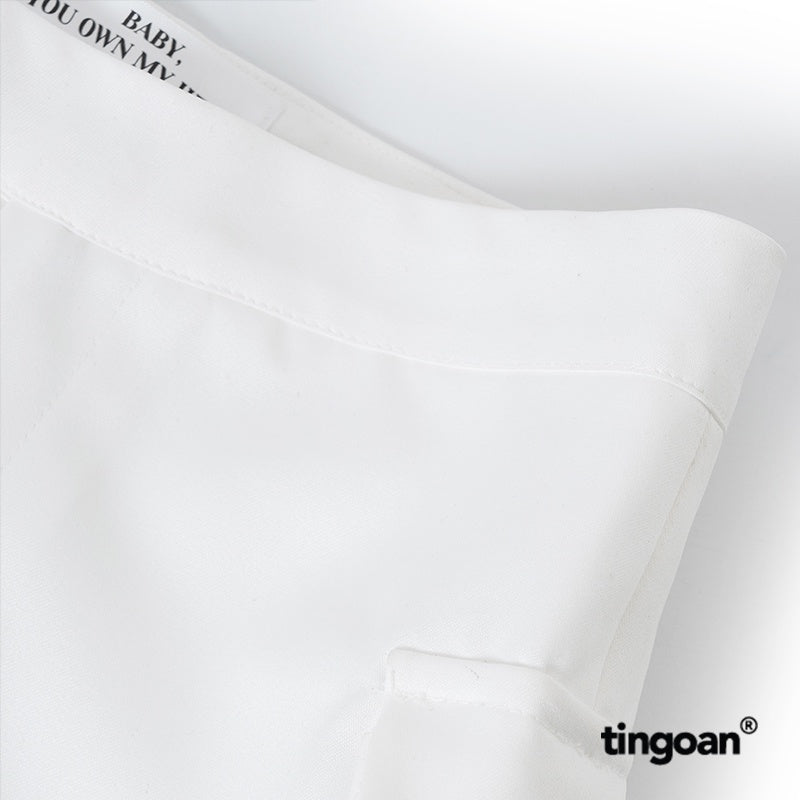 TINGOAN® - White tafta shorts with box pockets on both sides BECKY SHORTS/WH