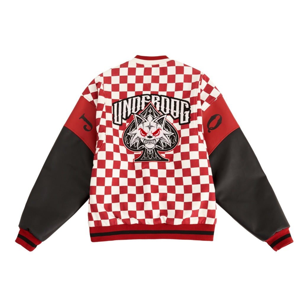 UNISEX LONG-SLEEVE PU LEATHER UNDERDOG VARSITY JACKET - GENUINE HADES BRAND