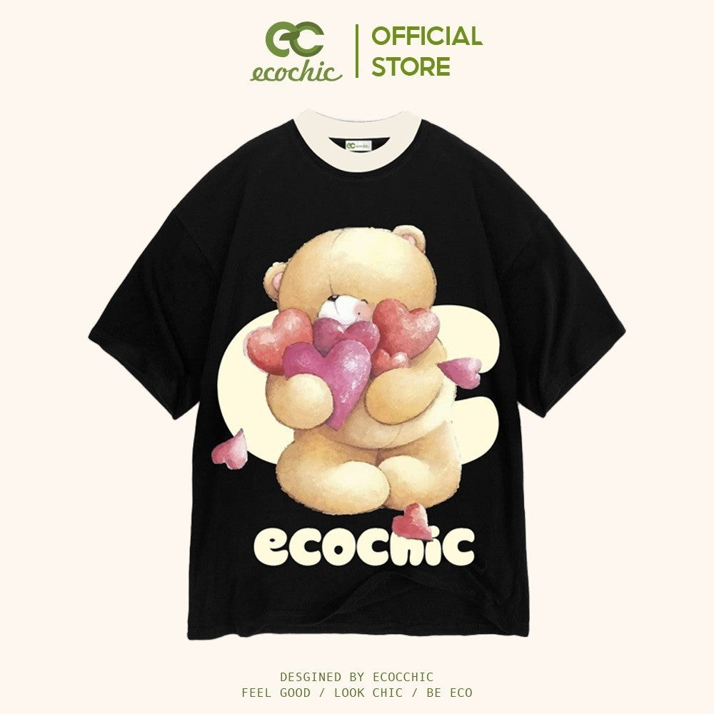 ECOCHIC SNUGGLE HEARTS T-Shirt Tee Local Brand Genuine Unisex Loose Form Oversize F858 