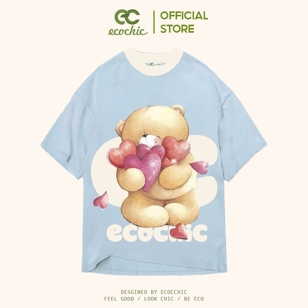 ECOCHIC SNUGGLE HEARTS T-Shirt Tee Local Brand Genuine Unisex Loose Form Oversize F858 