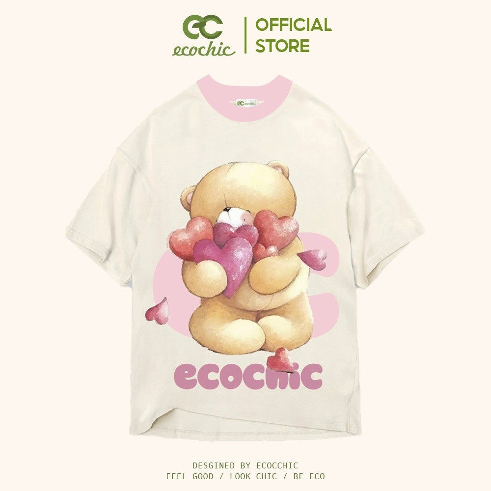 ECOCHIC SNUGGLE HEARTS T-Shirt Tee Local Brand Genuine Unisex Loose Form Oversize F858 