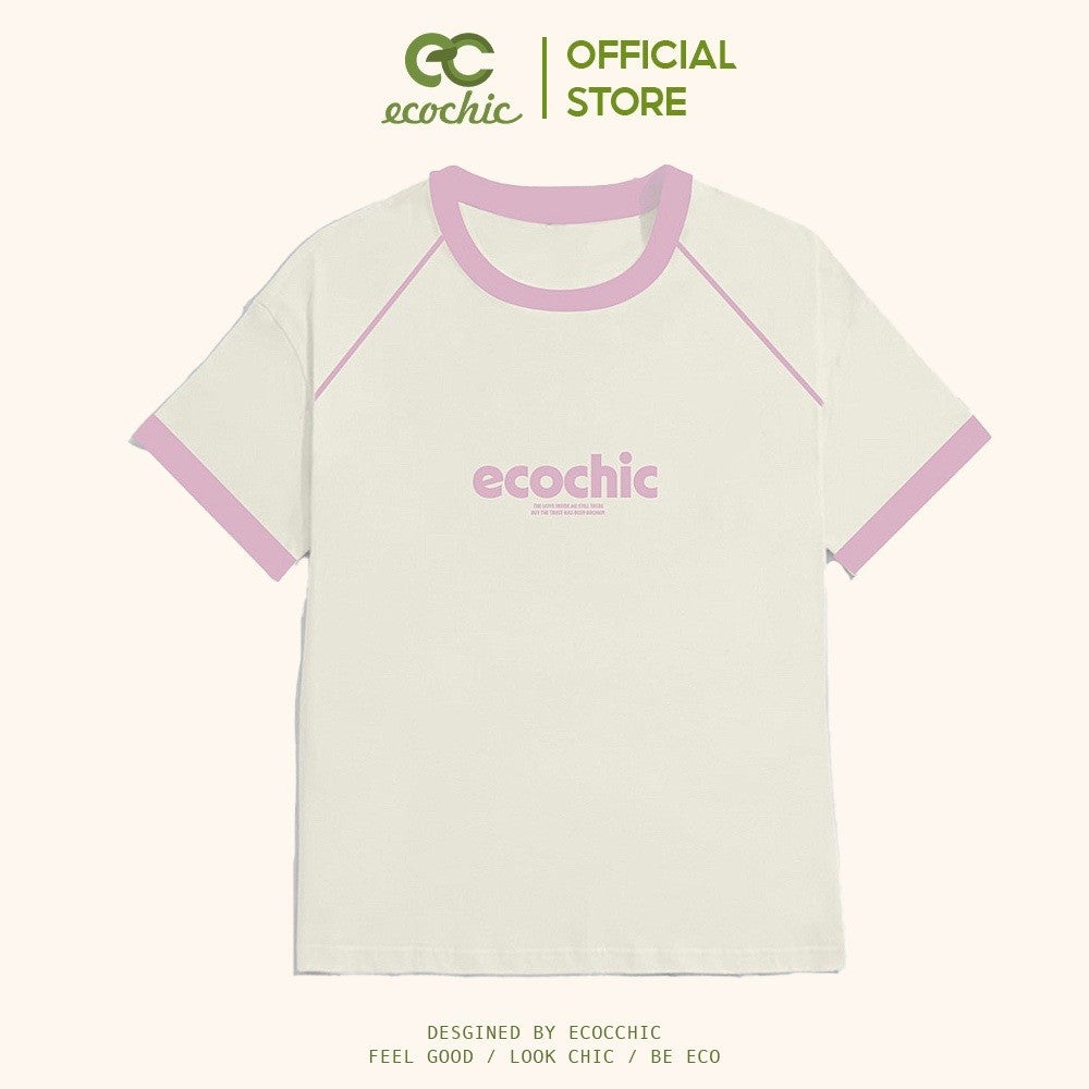 ECOCHIC RAGLAN LINE Local Brand Baby Tee T-shirt Genuine Unisex Slim Form Premium Cotton 100% F855 