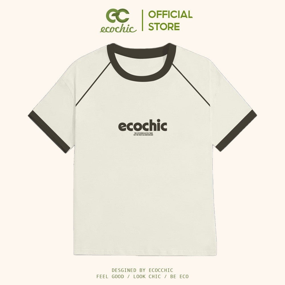 ECOCHIC RAGLAN LINE Local Brand Baby Tee T-shirt Genuine Unisex Slim Form Premium Cotton 100% F855 