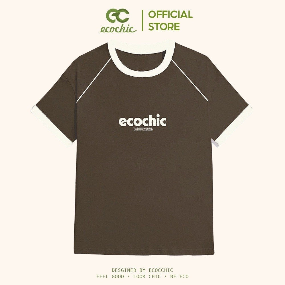 Baby Tee ECOCHIC RAGLAN LINE Local Brand Authentic Unisex Slim Fit Premium Cotton 100% F855