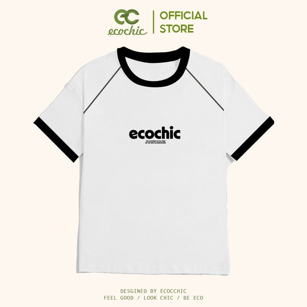 Baby Tee ECOCHIC RAGLAN LINE Local Brand Authentic Unisex Slim Fit Premium Cotton 100% F855