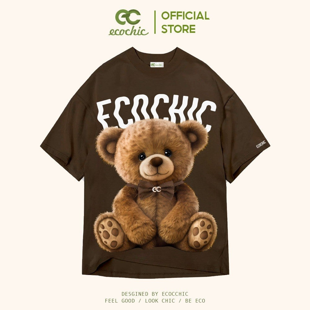 ECOCHIC BEAR-BOW T-Shirt Tee Local Brand Genuine Unisex Loose Form Oversize Premium Cotton 100% F596 