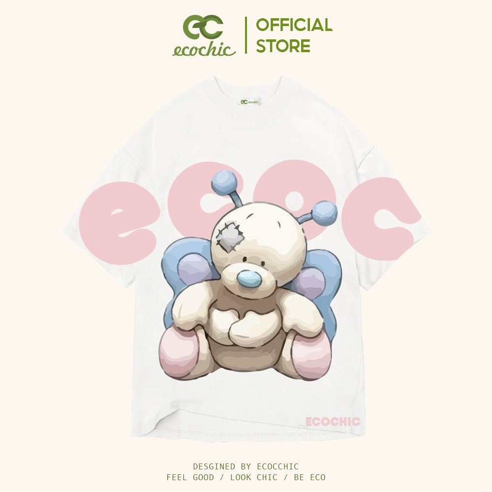 ECOCHIC BUTTERFLY BEAR T-Shirt Tee Local Brand Genuine Unisex Loose Form Oversize Premium Cotton 100% B007 