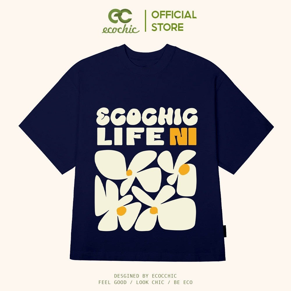 Boxy T-Shirt ECOCHIC LIFE IN Tee Local Brand Genuine Unisex Short Form Oversize Premium Cotton 100% F747 