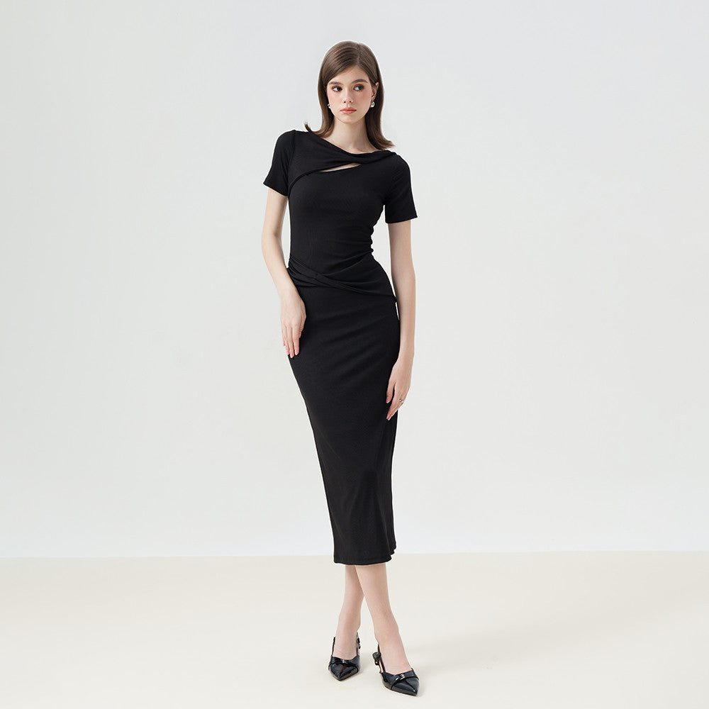 RECHIC Roselly long dress with elegant stylized bust and short sleeves