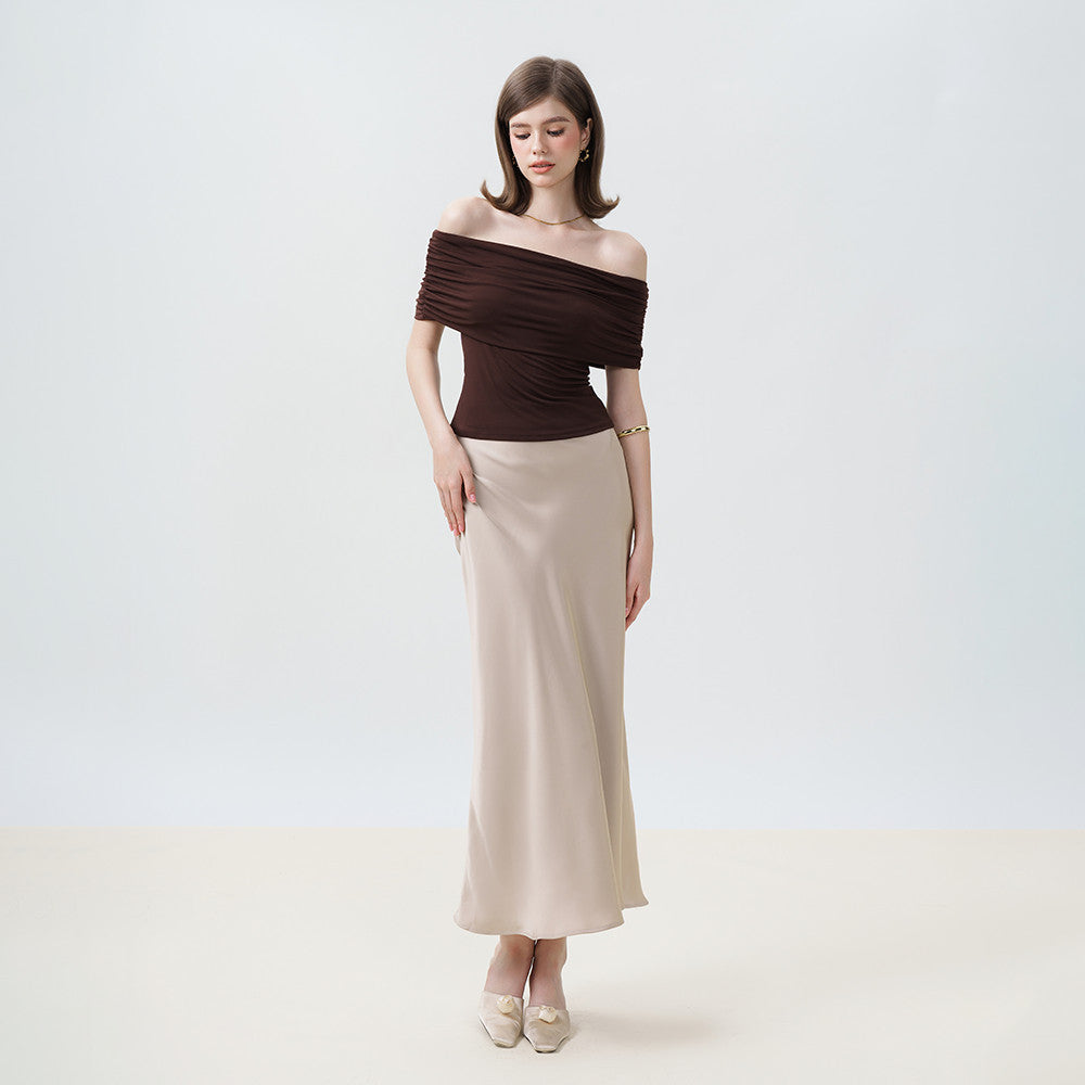 RECHIC Sile silk skirt with high-waisted fishtail shape hacked