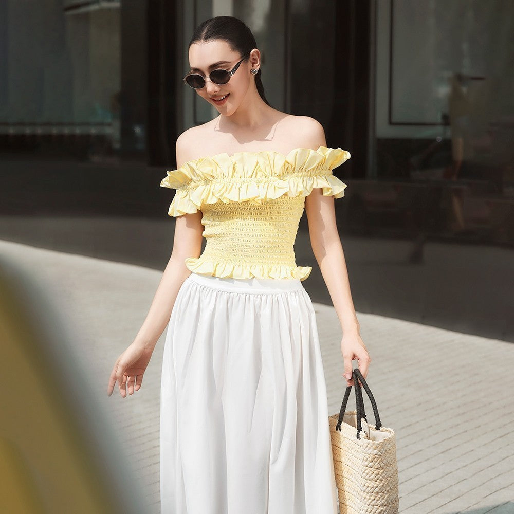 RECHIC Moka style shirt with flat shoulders and youthful, luxurious ruffles