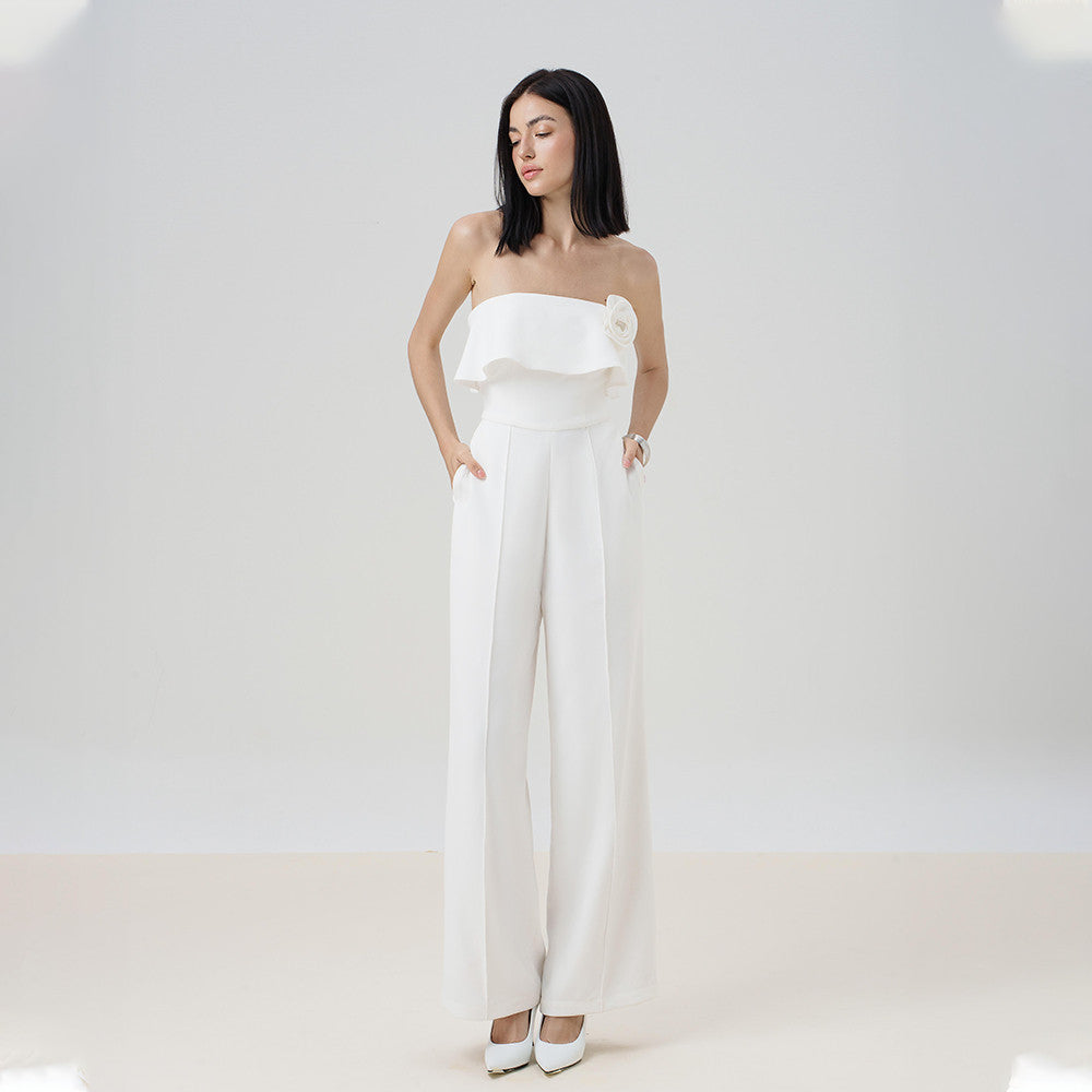 RECHIC Jumpsuit Kalin dáng dài đính hoa cúp ngực sang trọng thanh lịch