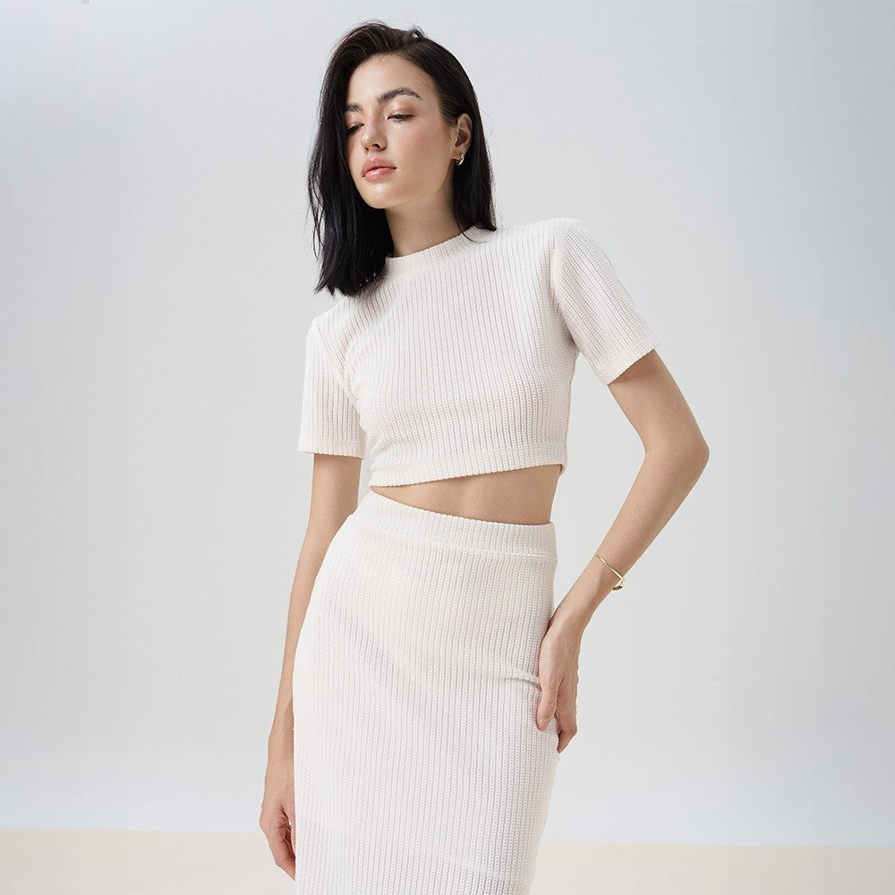 RECHIC Áo croptop Simpli form ôm chất thun dày dặn thoải mái