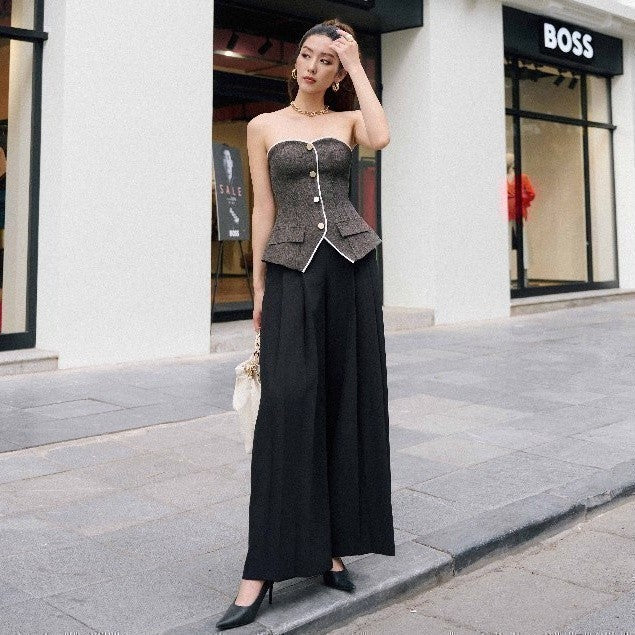 RECHIC Nazill mid-length, high-waisted straight pants with a chic silhouette