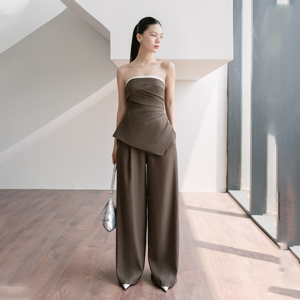 RECHIC Celin long, straight, wide-leg, high-waisted pants with hacked silhouette