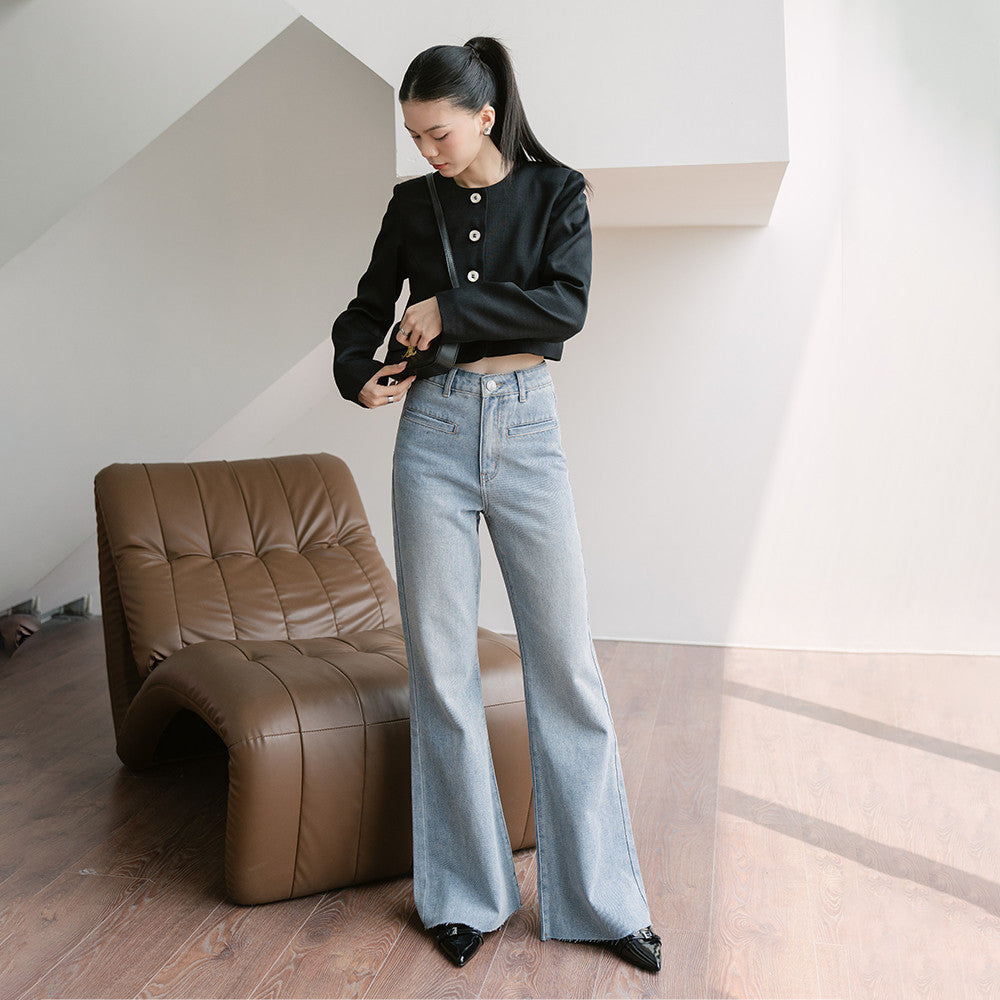 RECHIC High-waisted Seni flared jeans with hacked silhouette