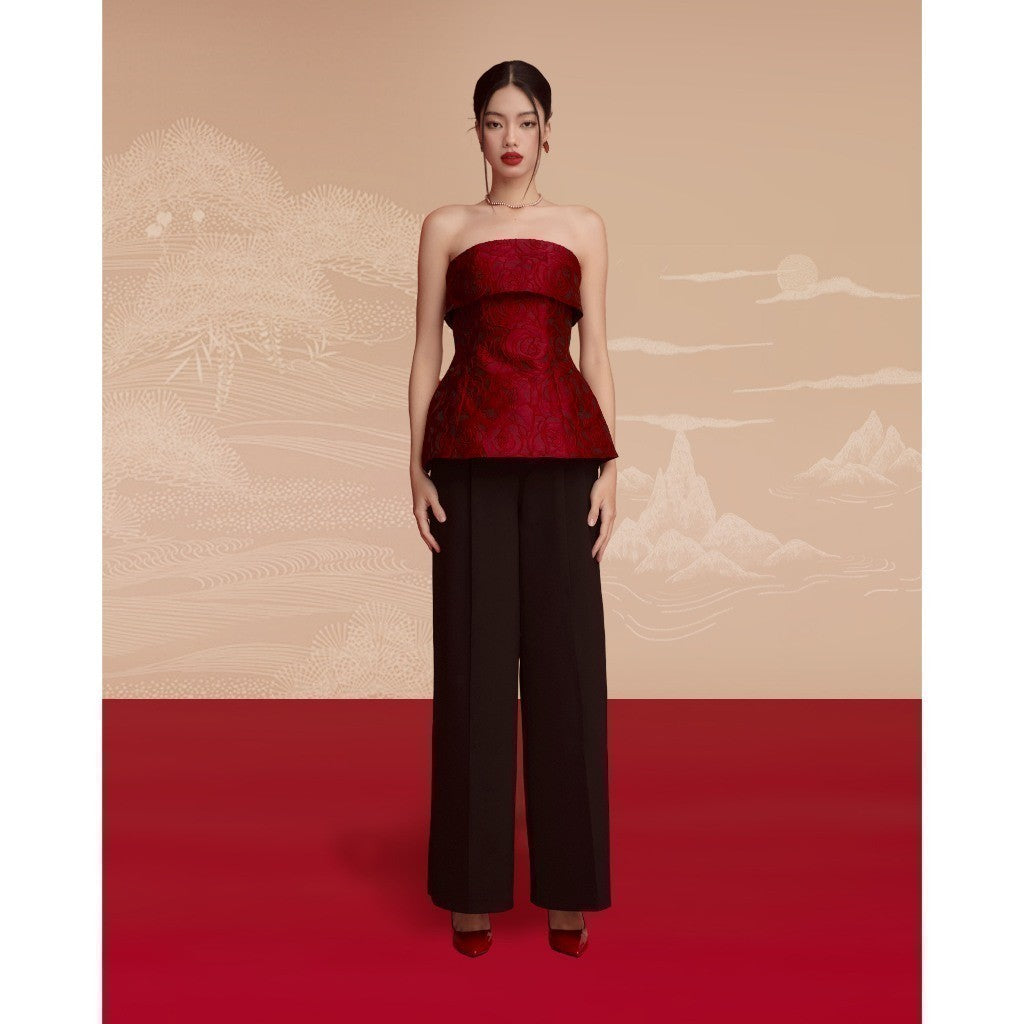 RECHIC Celin long, straight, wide-leg, high-waisted pants with hacked silhouette