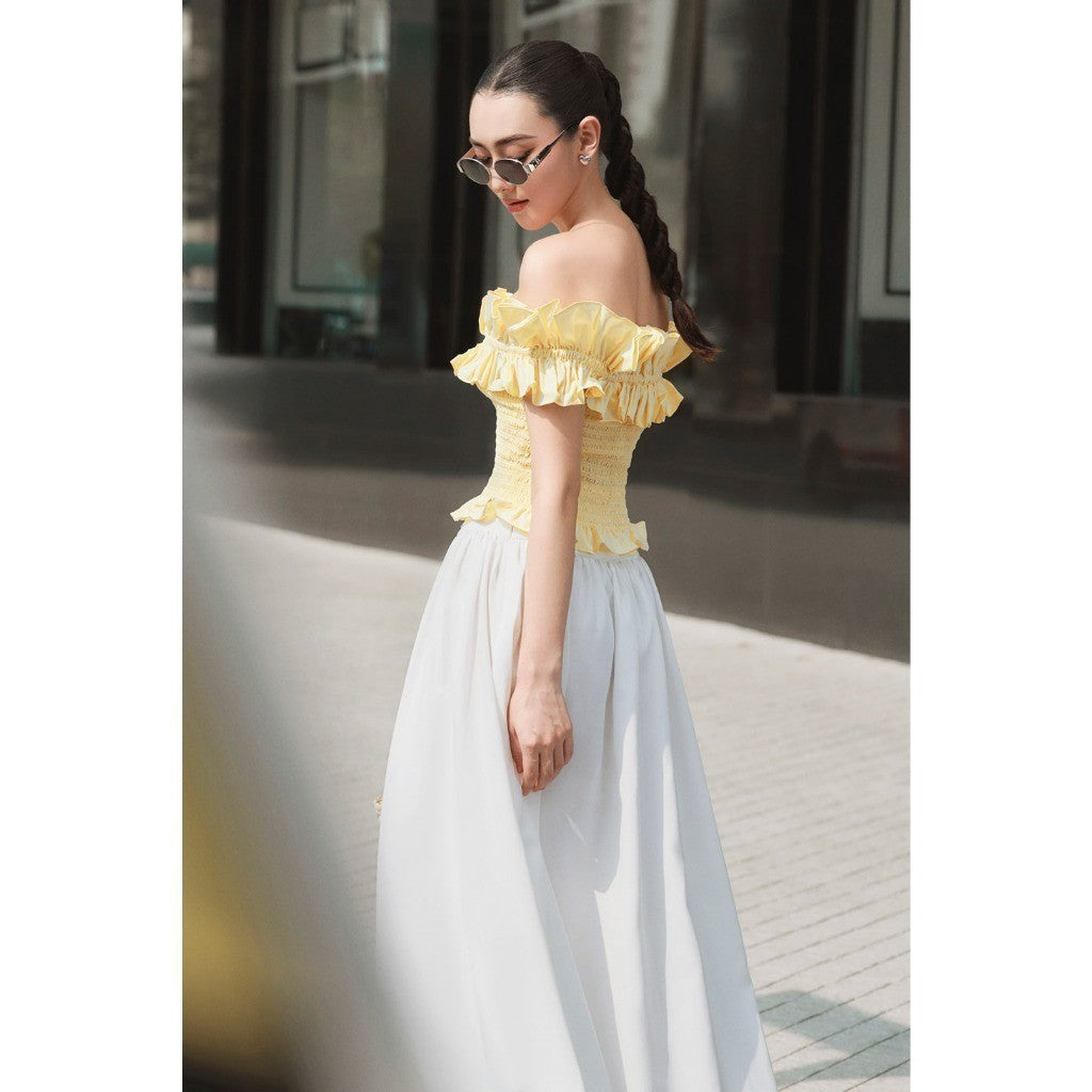 RECHIC Moka style shirt with flat shoulders and youthful, luxurious ruffles