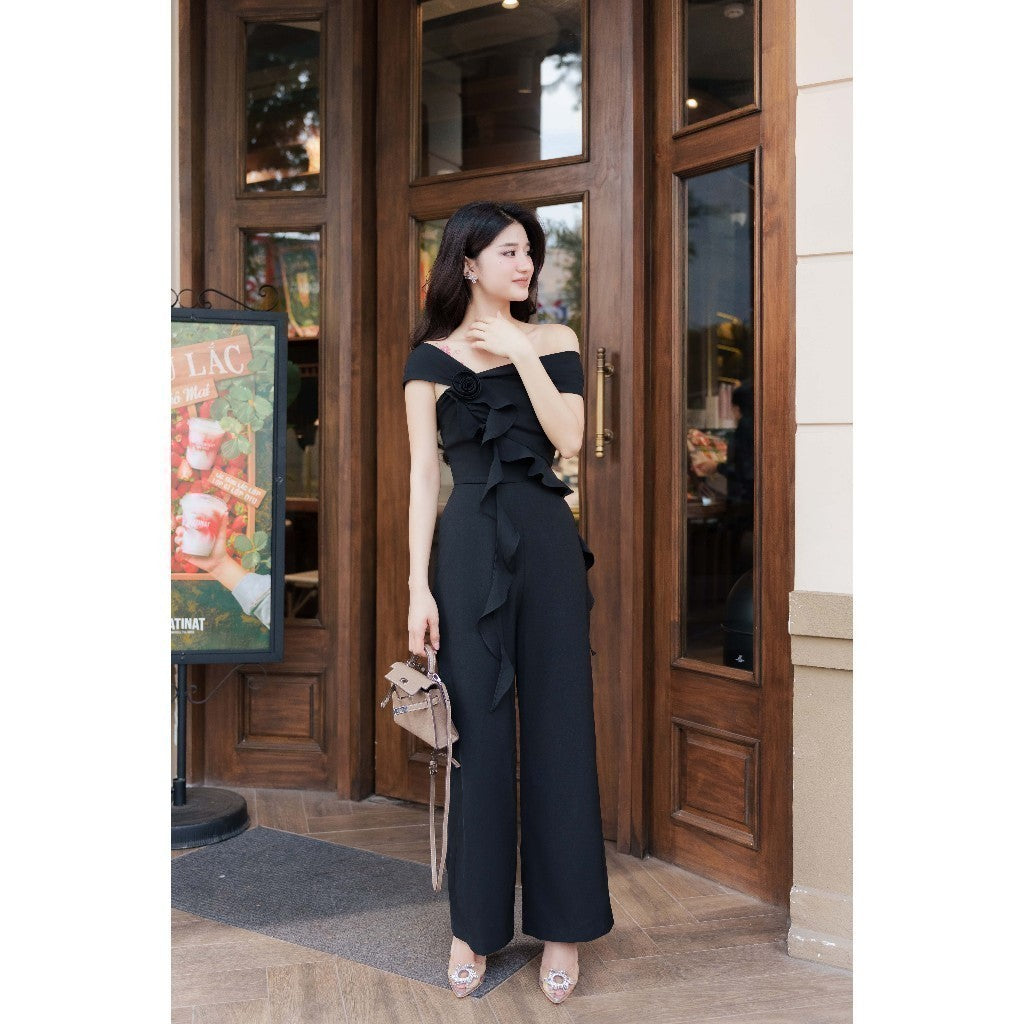 RECHIC Yata Jumpsuit, long, luxurious and elegant with bow and off-the-shoulder chest