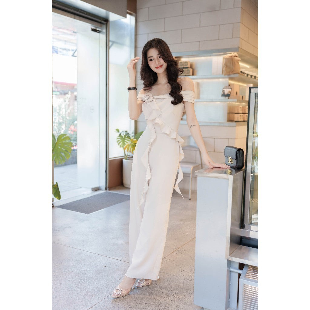 RECHIC Yata Jumpsuit, long, luxurious and elegant with bow and off-the-shoulder chest