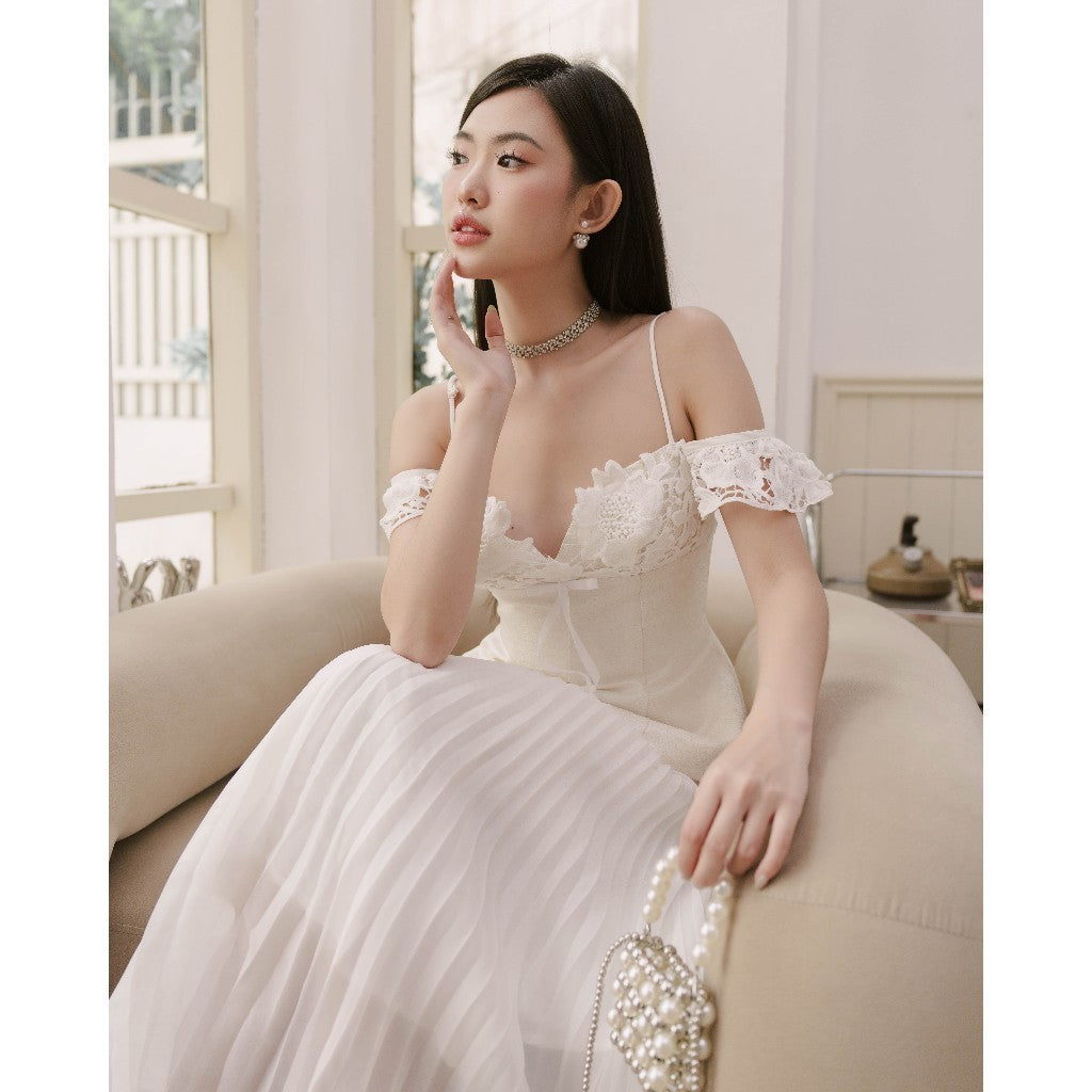 RECHIC Babe long high-waisted pleated skirt, youthful and elegant, suitable for work and walking around town