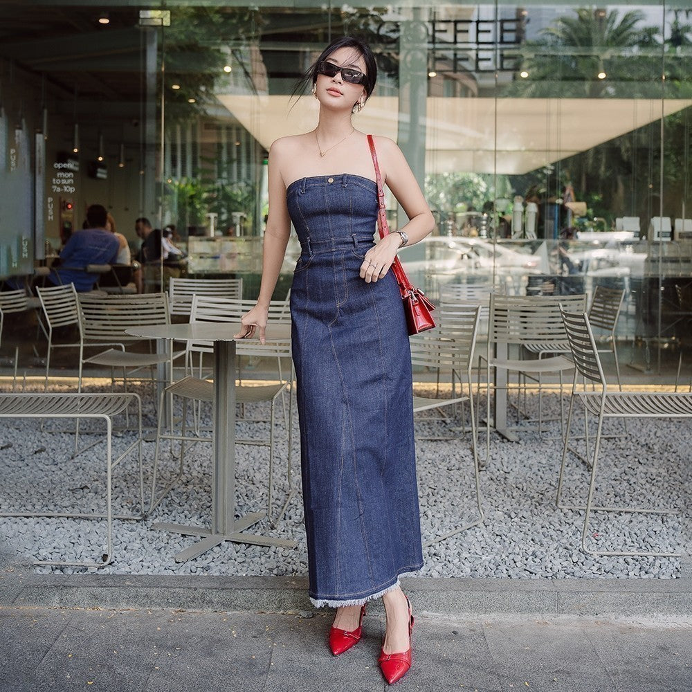 RECHIC Fimis strapless dress made of jeans with waist pockets, really dynamic personality