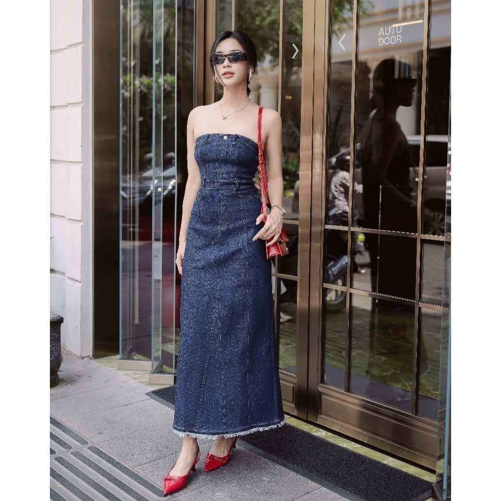 RECHIC Fimis strapless dress made of jeans with waist pockets, really dynamic personality