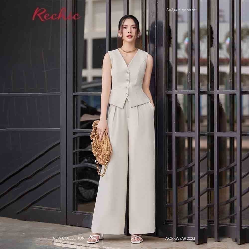 [PRE-ORDER] RECHIC Quần suông nữ ống rộng Cindy Pants dài lưng cao hack dáng thanh lịch