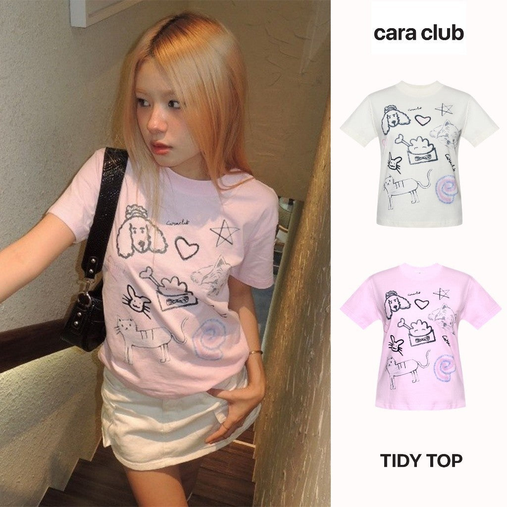 CARA Xinxin cute baby tee shirt with round neck, short sleeves and dynamic print