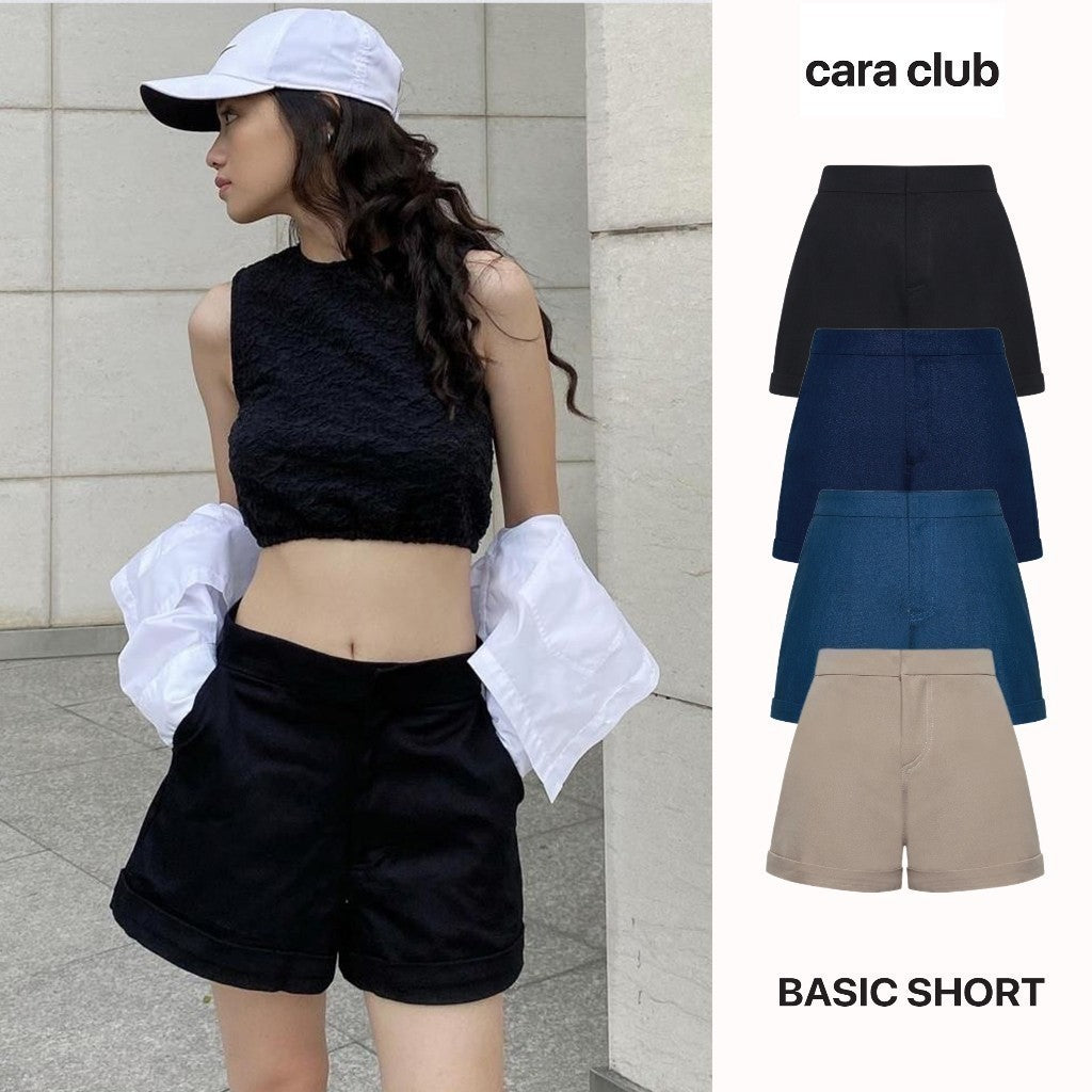 CARA Basic women's shorts with A-line rolled-up style, youthful and dynamic, easy to coordinate