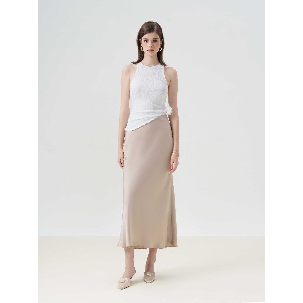 RECHIC Sile silk skirt with high-waisted fishtail shape hacked