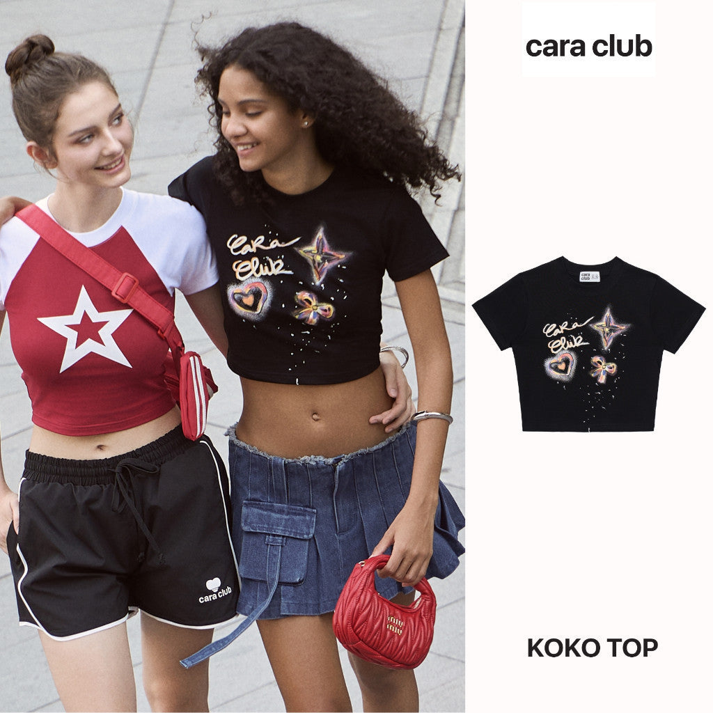 CARA Áo croptop tay ngắn nữ Koko in họa tiết năng động