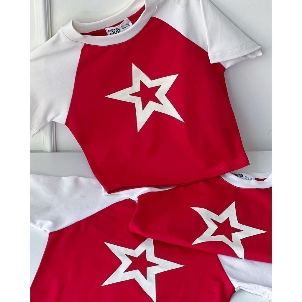 CARA Yade women's short-sleeved crop top with personality star pattern