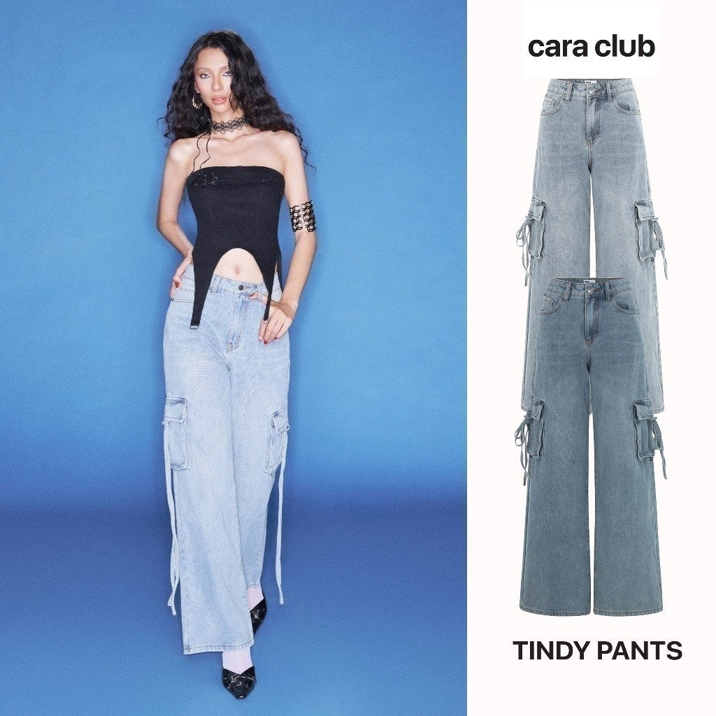 CARA Tindy loose long-leg jeans with box pockets on both sides, thick and stylish