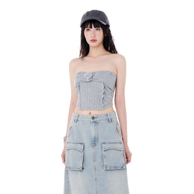 CARA Áo croptop cúp ngực nữ Mony chất thun lông đính nơ trendy