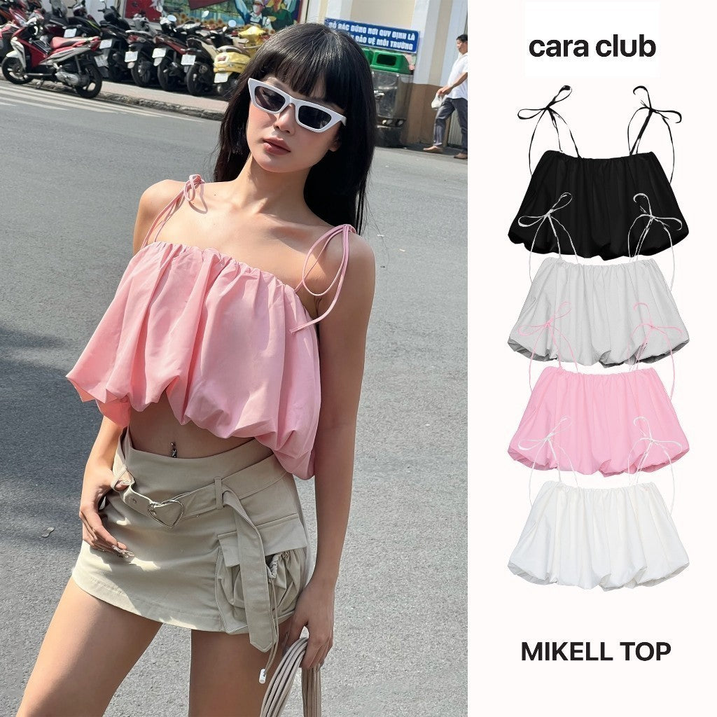 CARA Mikell wide-form two-strap crop top, simple and cute squash shape