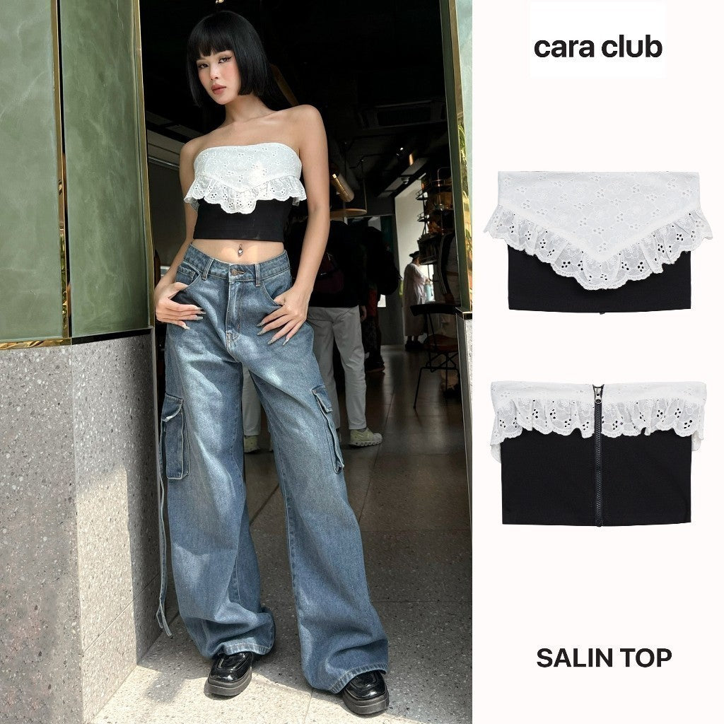 CARA Salin women's lace crop top with trendy personality