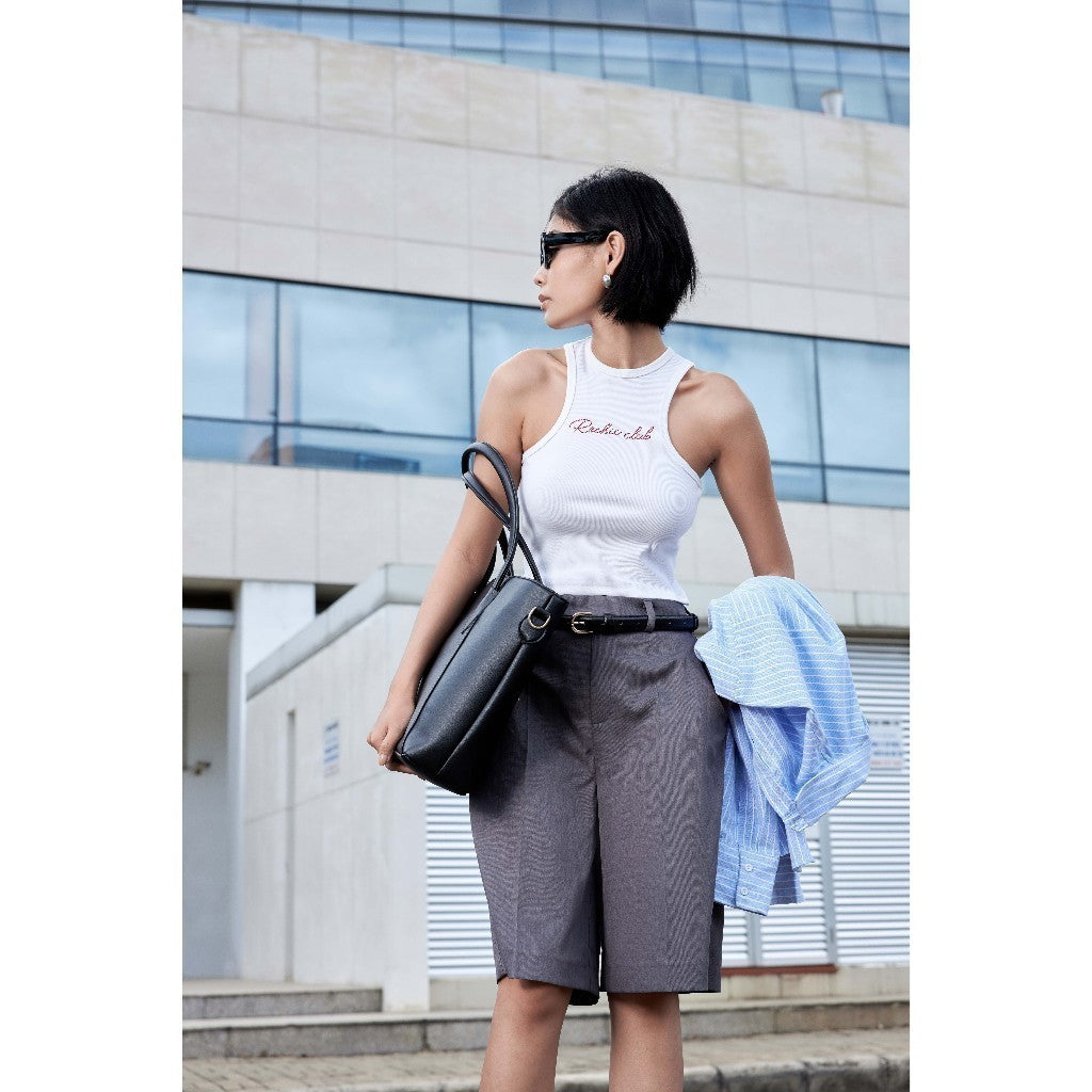 RECHIC Madely T-shirt with bodycon sleeves and beaded letters