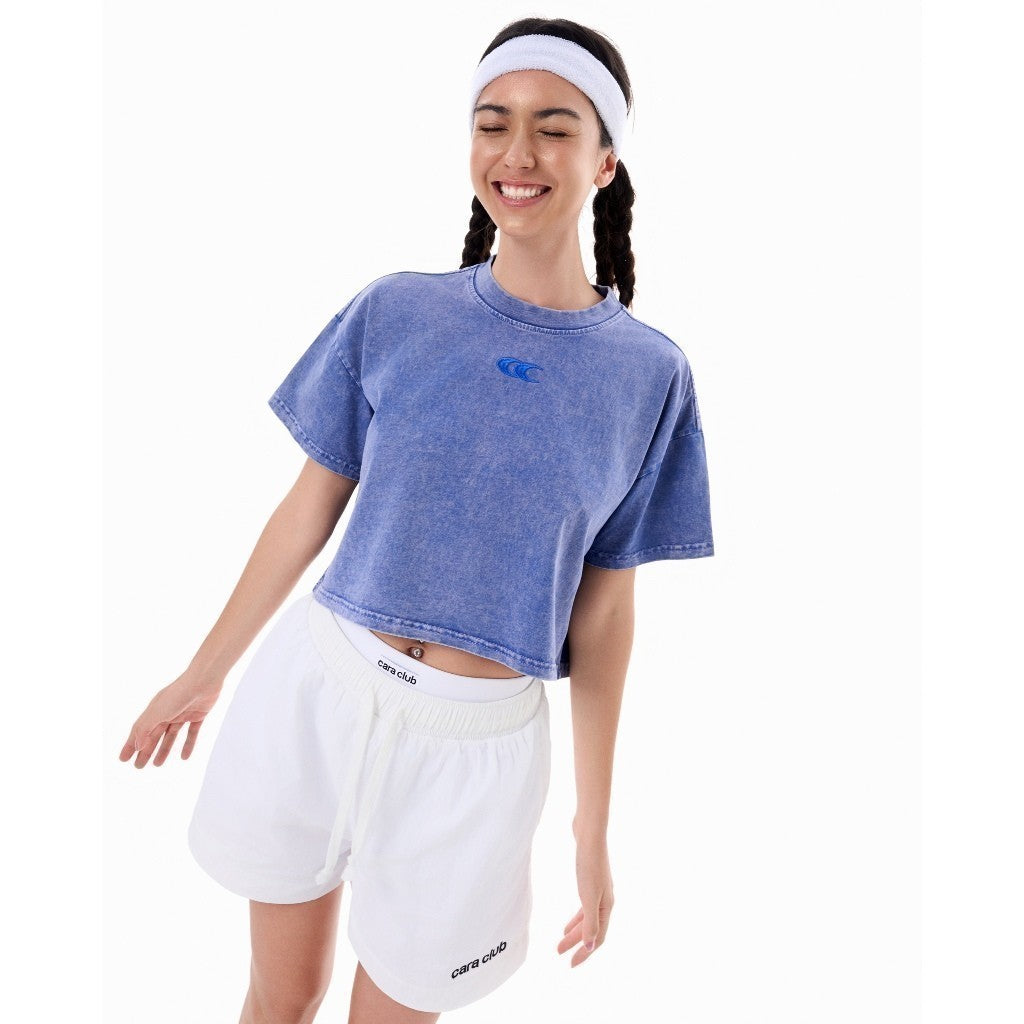 CARA Áo croptop tay ngắn nữ Neva cổ tròn form rộng