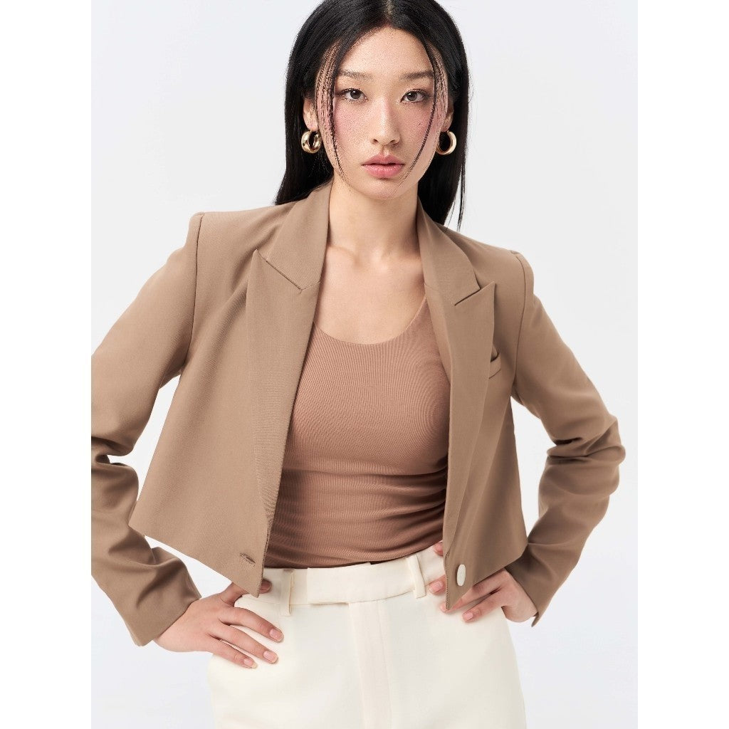 RECHIC Áo khoác Selina cổ V dáng croptop dài tay sang trọng thanh lịch