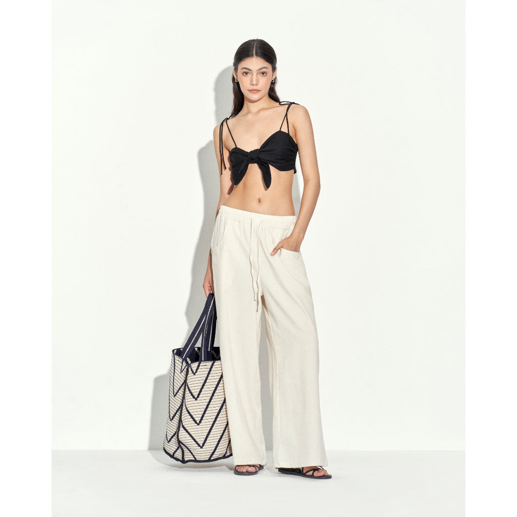 Lemare Drawstring Wide Leg Linen Trousers | 3694 | Lana Official