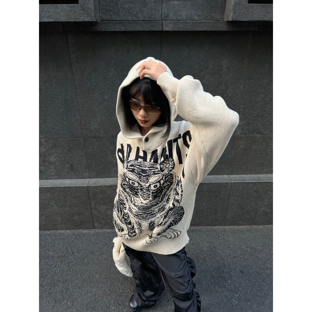 Áo Khoác Nam Nữ Bad Habits TIGER KNIT HOODIE - Local Brand Chính Hãng