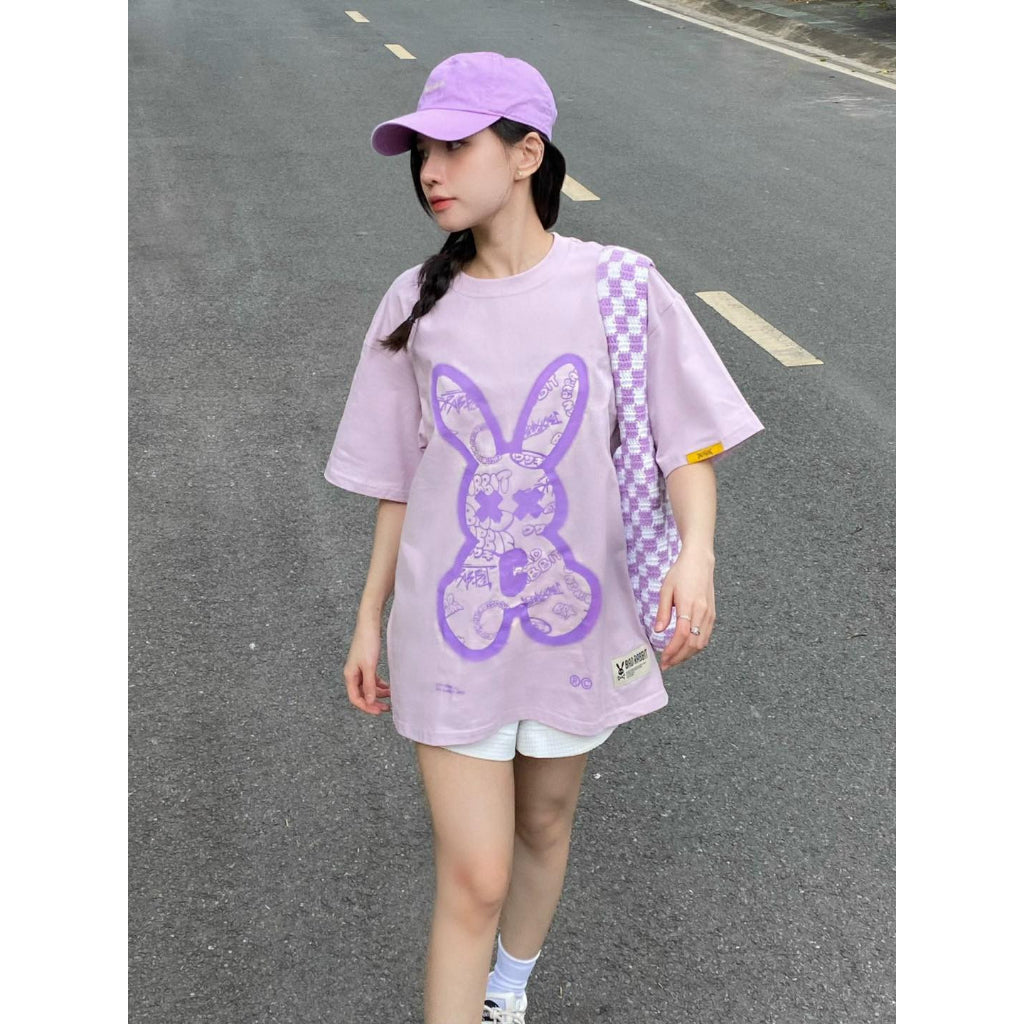 Áo Thun Unisex Bad Rabbit PURPLE SPRAY RABBIT 100% Cotton - Local Brand Chính Hãng