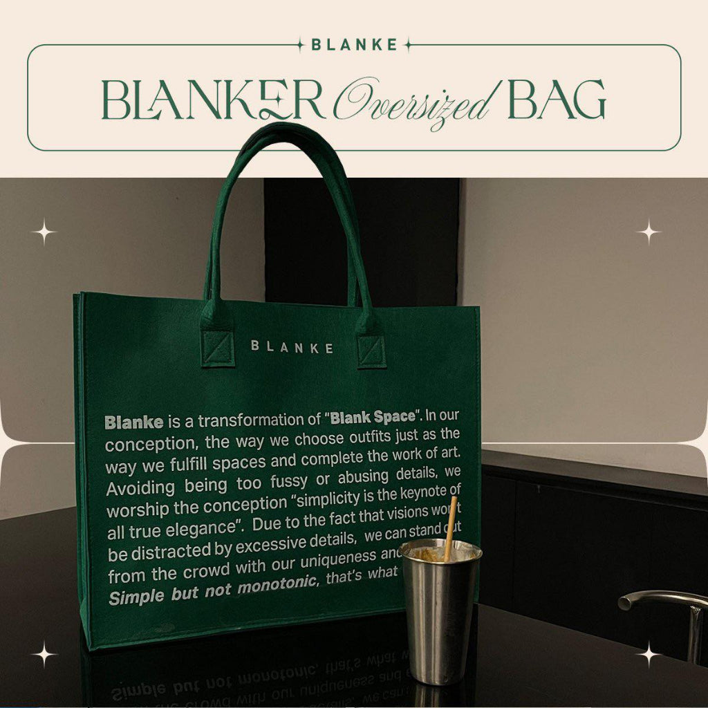 BLANKESPACE Blanker Oversize Tote Bag Limited Edition Thick Felt Material Printed With Lettering