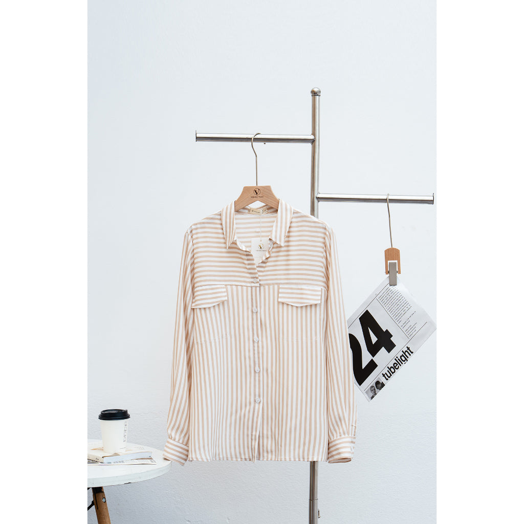 VIENNE TRAN loose-fitting button-down shirt with fake pockets V61H23Q014