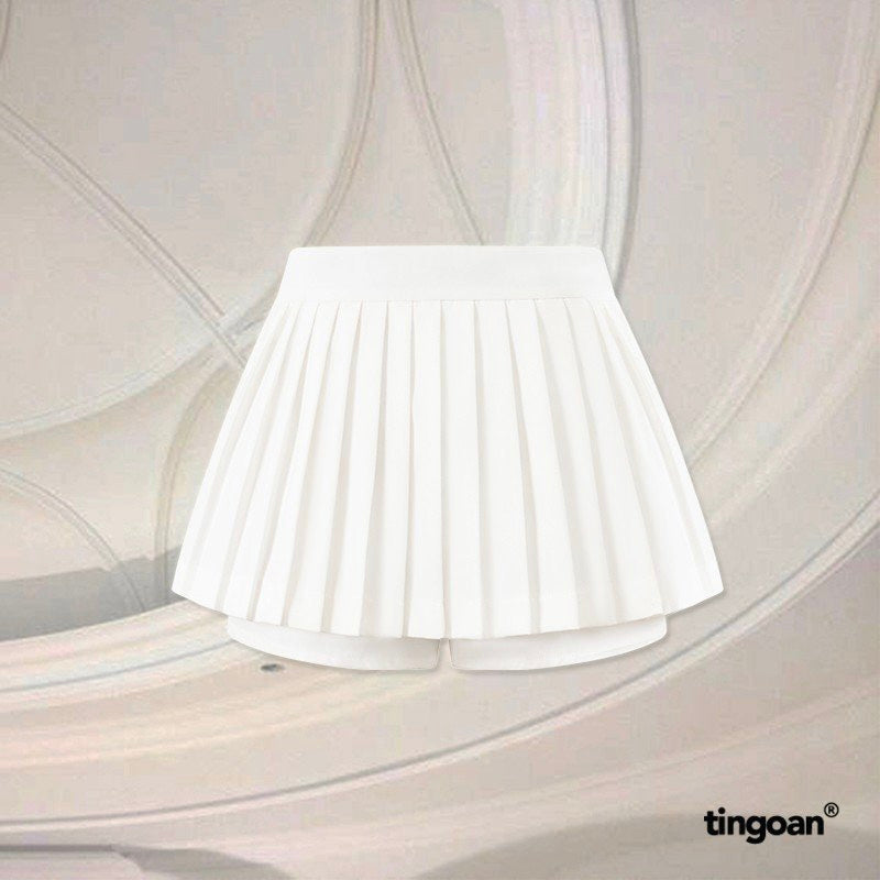 TINGOAN® - Chân váy cạp cao thêu chữ xếp ly lượn gấu trắng FORGET MY EX SKIRT/WH PHIÊN BẢN MỚI NHẤT T6/2024