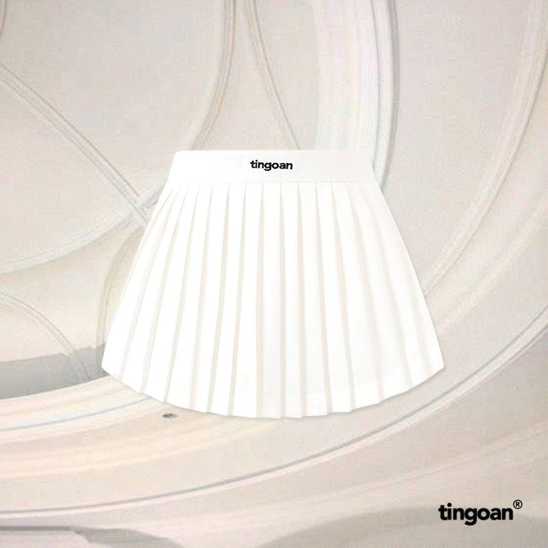 TINGOAN® - Chân váy cạp cao thêu chữ xếp ly lượn gấu trắng FORGET MY EX SKIRT/WH PHIÊN BẢN MỚI NHẤT T6/2024