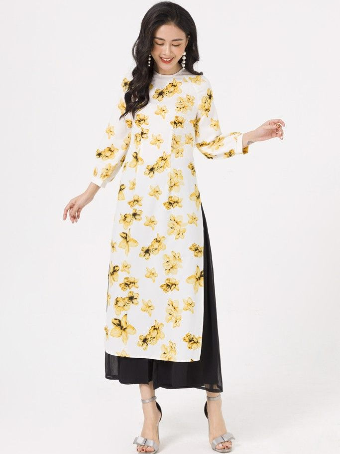 VIENTRAN puff sleeve CT ao dai - V61A19Q048